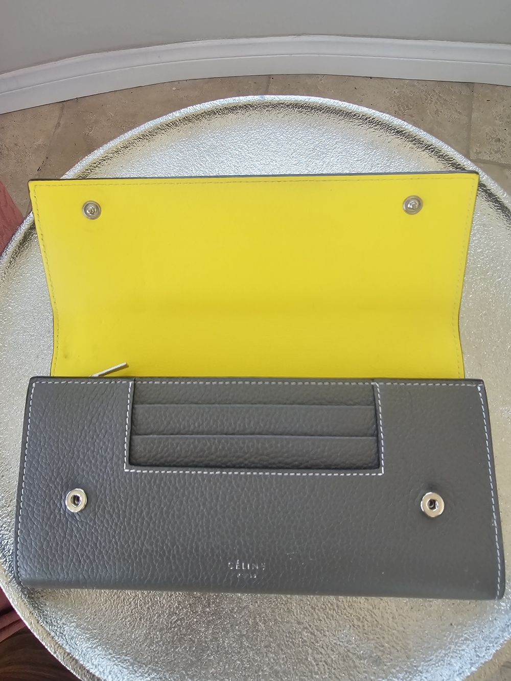 Celine Gray Leather Continental Wallet - Picture 4 of 10